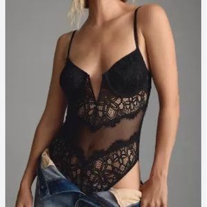 V wire lace bodysuit Anthropologie